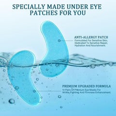 Applying YOYORY patches over the under-eye area for cooling relief.