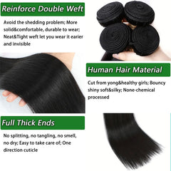 Ysivonu four bundles straight weave full head ready for styling