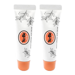 Yu-Be Moisturizing Skin Cream Duo packaging shows twin tubes for daily hydration.