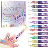 Yueur 12 colors nail art pens set for vibrant at-home designs