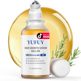 YUFUY Hair Growth Serum Roll-On bottle close-up showing premium packaging