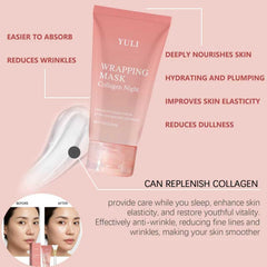 YULI Collagen Night Wrapping Mask peel-off action removes impurities while locking moisture