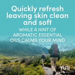 YUNI Beauty foam application close-up showing fast absorption and residue-free cleanse.