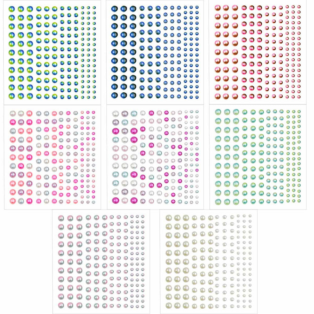 Yuntop pearl stickers set with colorful flat-back pearls for easy craft embellishment.