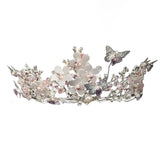 Yunyuebridal baroque pearl rhinestone tiara with butterfly accents for bridal elegance.