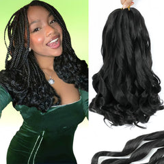 Yuuyee French Curl Braiding Hair 14inch closeup shows soft texture for versatile styling.