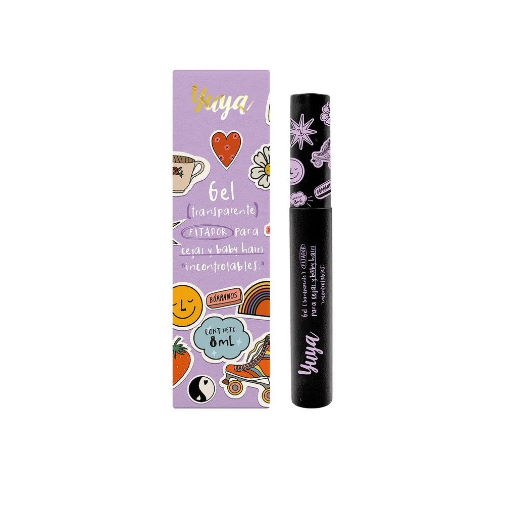 YuYa eyebrow gel container close-up highlighting premium packaging for precise shaping