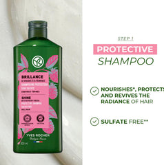 Close-up of Yves Rocher shampoo label showing sulfate-free color care.