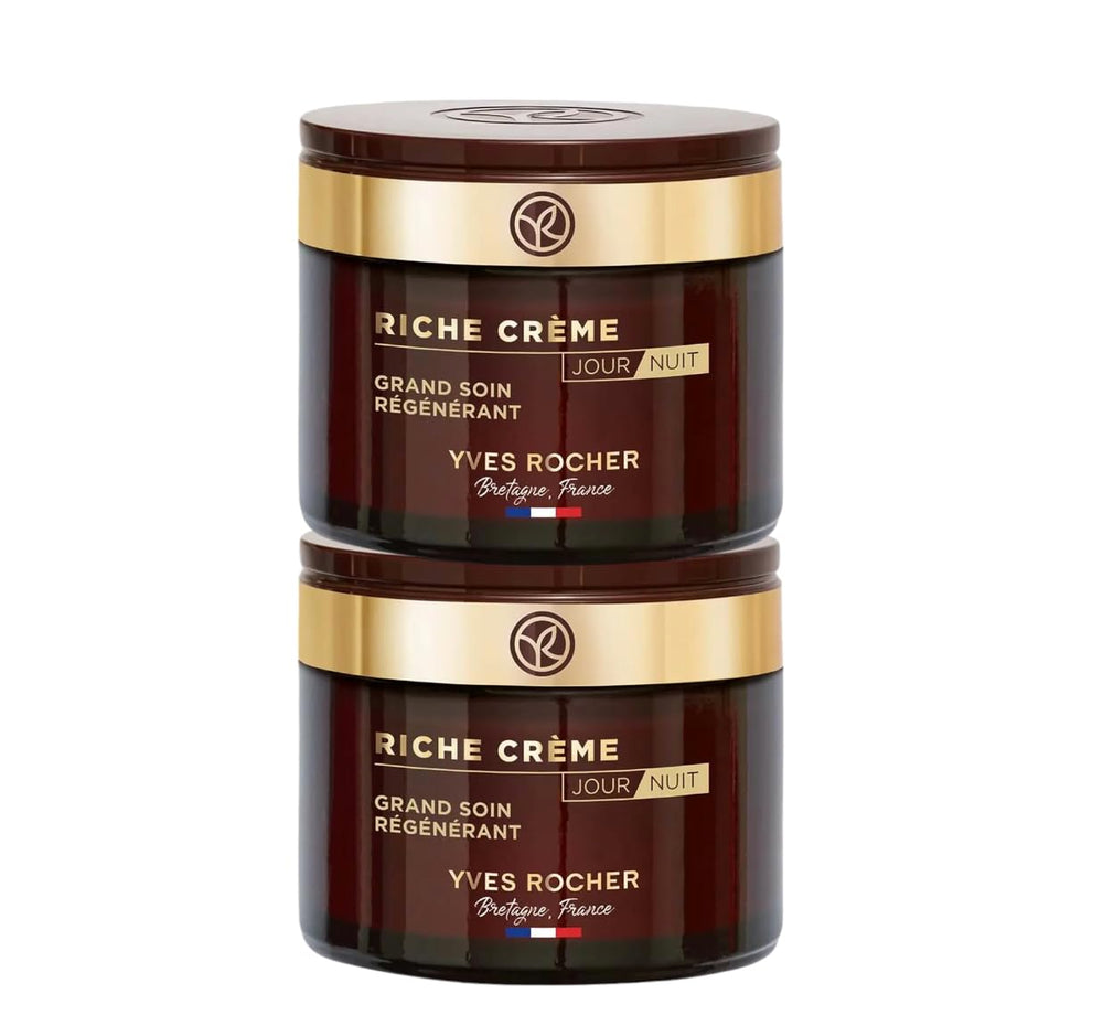 Yves Rocher Riche Crème Day & Night set packshot offering nourishing care for mature skin.