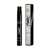 YSL Black Opium Glitter bottle on vanity showcasing bold design