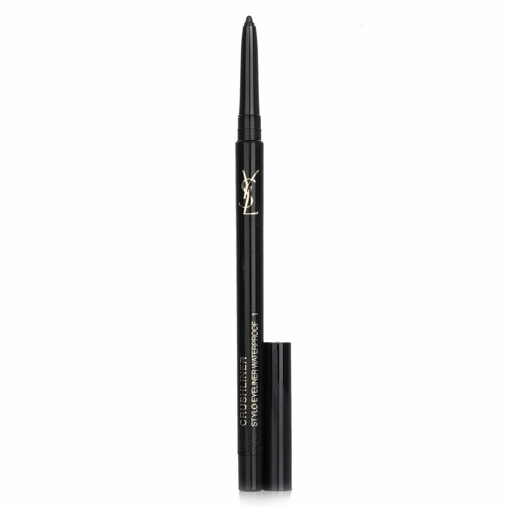 YSL Crushliner Stylo packaging closeup showing waterproof formula in motion