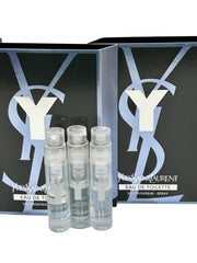 Yves Saint Laurent Y Men sample vials display for easy scent comparison.
