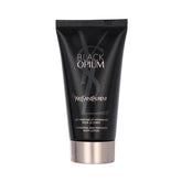 YSL Black Opium shimmering moisture fluid bottle, front view, luxurious body hydration ready for daily routine.