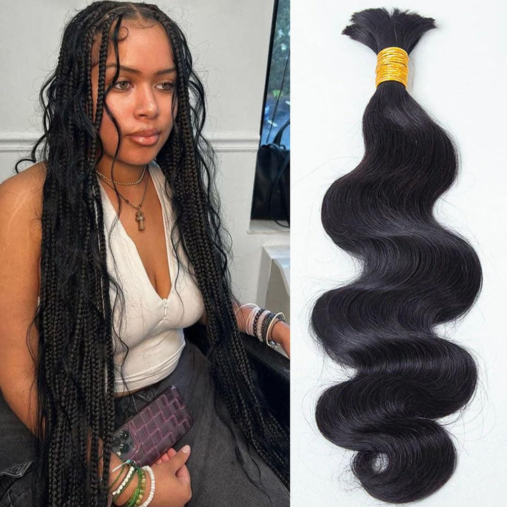 YWIGS body wave bulk braiding hair 50g 20inch, heat-stylable for versatile looks.
