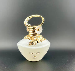 Zakat Parfums HALAYA bottle on white pearlescent background for elegant display