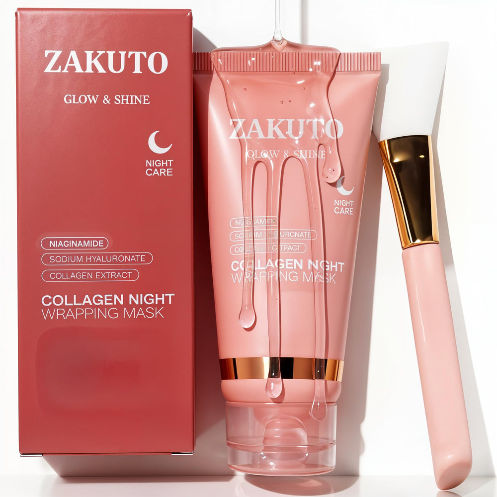 ZAKUTO Collagen Wrapping Mask jar showing rich hydration for overnight plumpness.