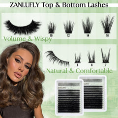 D-curly lash clusters by ZANLUFLY lifting and defining with wispy finish.