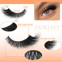 Zanlufly fox eye lashes with added volume for a glamorous edge.