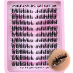 Zanlufly lash clusters in fox ear style for dramatic fox-eye definition.