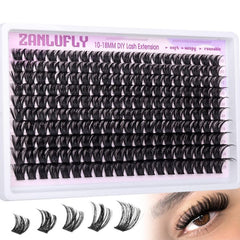 Zanlufly lash clusters wispy d-curly 10-18mm for natural flutter