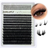 ZANLUFLY volume lash clusters with bottom lashes for a balanced, bold look.