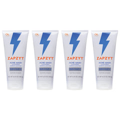 Zapzyt Acne Wash bottle close-up showing oil-free cleansing action for sensitive skin.