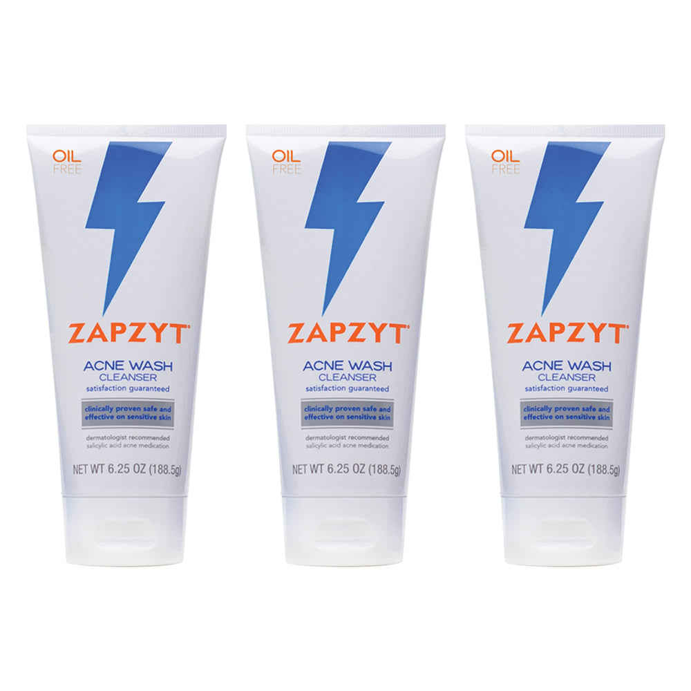 Zapzyt acne wash bottle front view highlighting 2% salicylic acid for daily use.