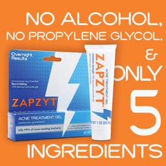 Zapzyt gel applied on skin drying clear with a non-greasy finish.