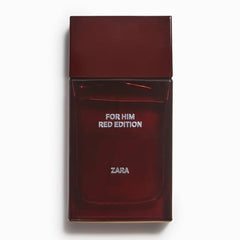 Zara For Him Red Edition bottle pour, reveals bright opening.