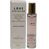 Zara Love Explosion Special Edition perfume bottle displays vibrant florals and vanilla warmth for everyday elegance.