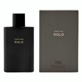 ZARA Man Gold bottle front view, woody scent ideal for evenings.