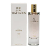 Zara Red Temptation bottle showing saffron top notes for bold elegance.