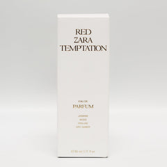 Zara Red Temptation bottle reveals mossy woody amber base for depth.