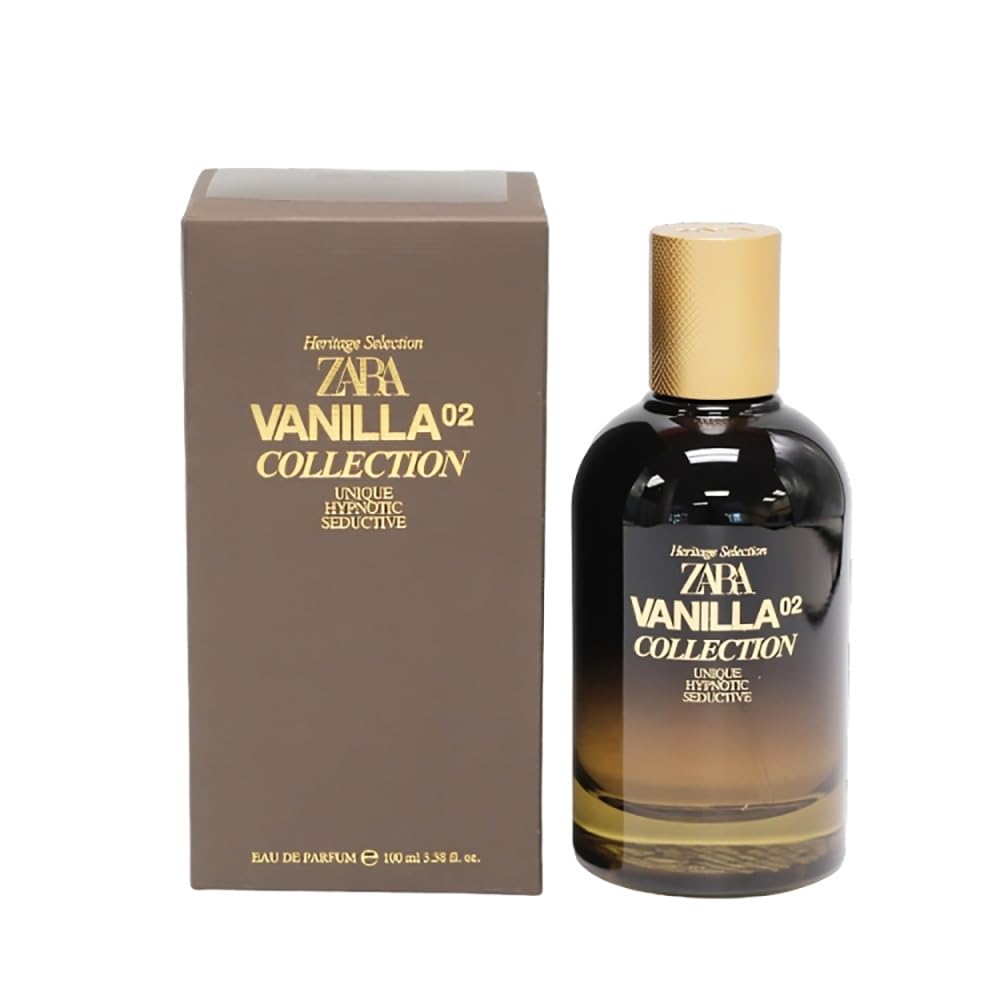 Zara Vanilla Collection 02 bottle close-up highlighting warm bourbon vanilla for evening wear.