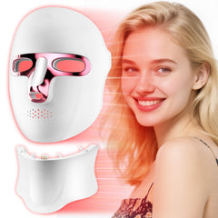 Zasabel red light therapy mask on the face promoting a brighter complexion.