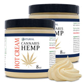 Zatural Hemp Hot Cream packaging with branding highlighting organic blend and natural quality for soothing muscles