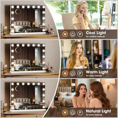 ZBOCAI vanity mirror highlights 10X magnification for detailed mascara and eyeliner.