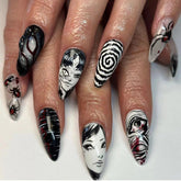 ZDIWOO gothic press-on nails in almond shape for fast, stylish manicures.
