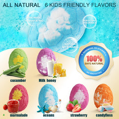 Zeewoo bath bombs contain an organic dinosaur toy for imaginative play after bath.