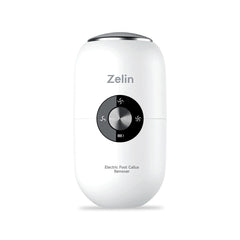 Zelin electric foot callus remover viewed from the front, compact for travel-ready pedicures.