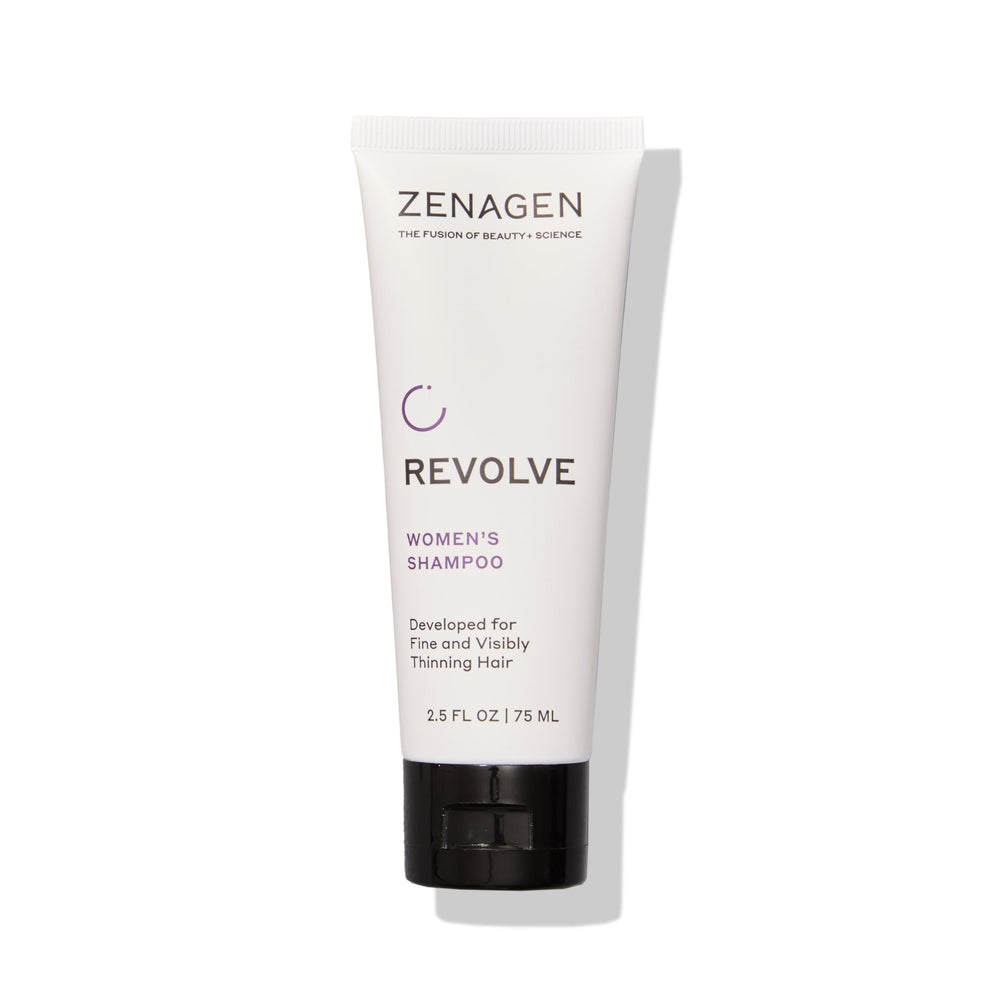 Zenagen Revolve thickening shampoo bottle for fuller-looking hair.