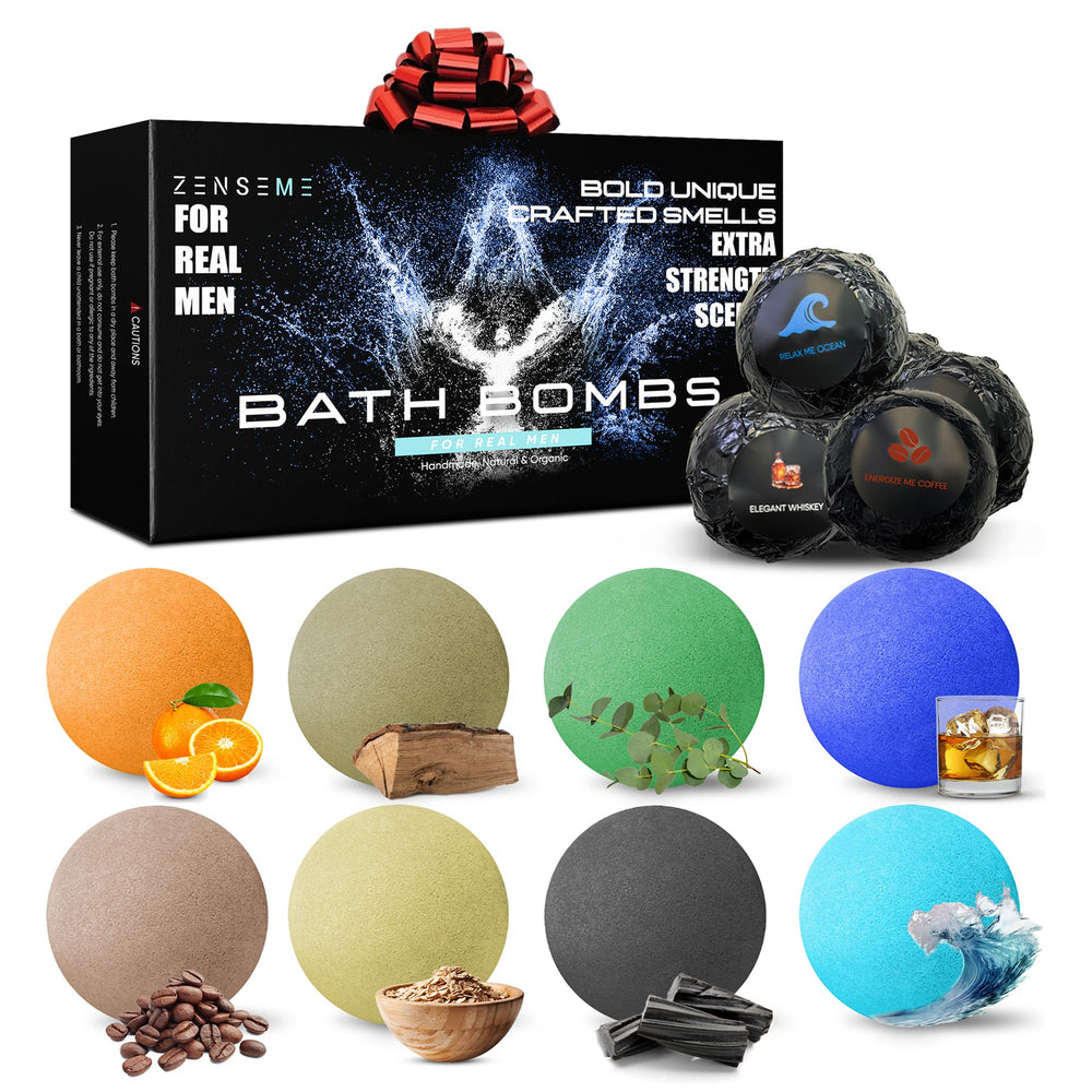 ZenseMe coffee-scented bath bomb for men delivering an energizing soak.