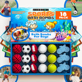 ZenseMe sports bath bombs with a toy inside spark active play during bath time.