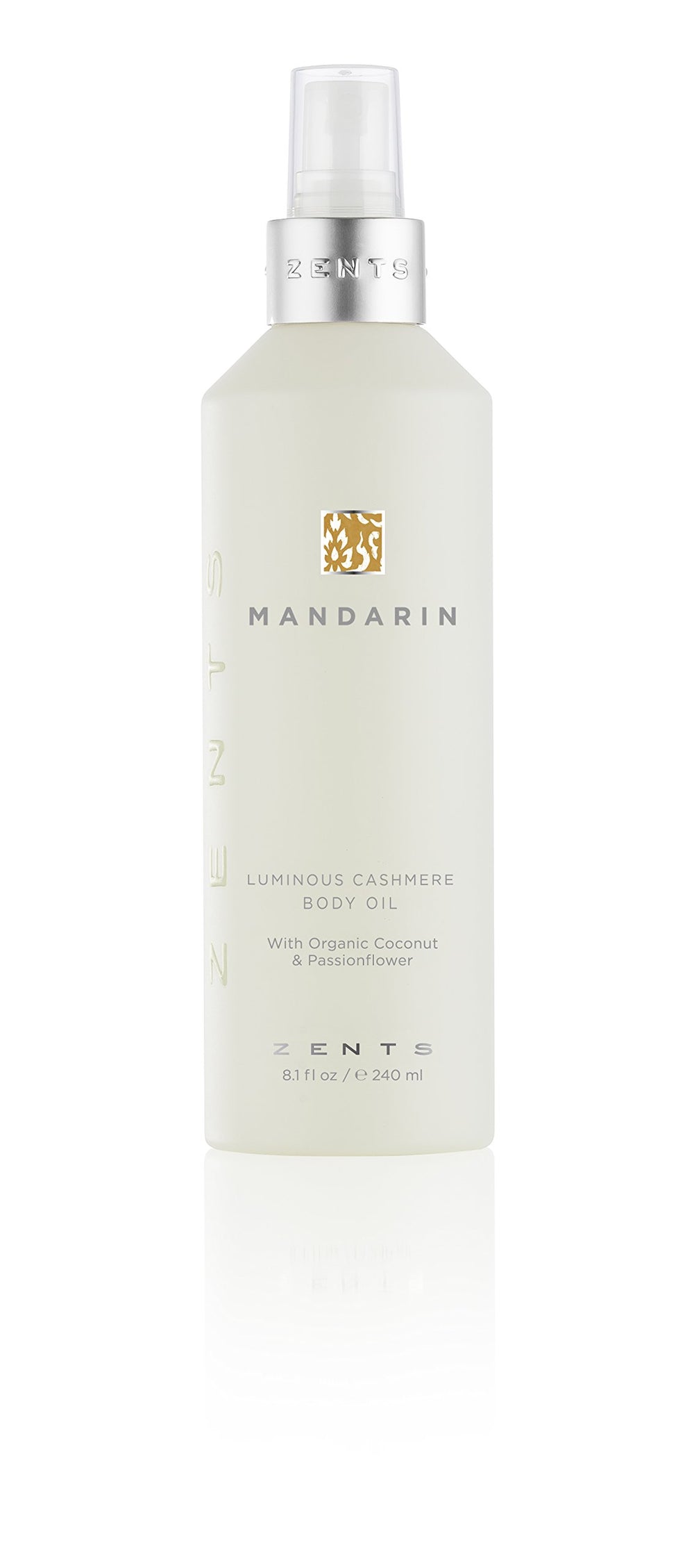Zents Luminous Cashmere Body Oil bottle pour for radiant, moisturized skin