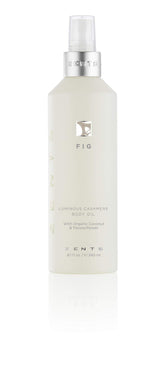 ZENTS Luminous Cashmere Body Oil bottle with Fig fragrance for radiant, nourished skin after shower.
