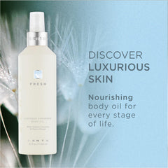 Spray of Zents Luminous Cashmere Body Oil delivering radiant hydration