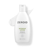 ZEROID Intensive Lotion bottle front shows fragrance-free design for sensitive skin.