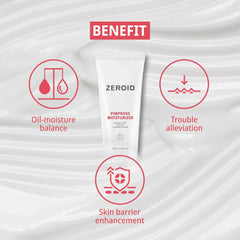 ZEROID Pimprove Moisturizer Cream bottle during application for a non-sticky, matte finish.