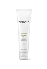 ZEROID Richenic Cream bottle highlights 5% urea for deep hydration.