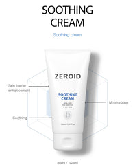 ZEROID soothing cream texture close-up demonstrates quick-absorbing moisture for smooth skin.